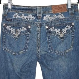 Adiktd Women's Size 4 Medium Wash Embellished Lace Pocket Stretch TALL LONG Jean
